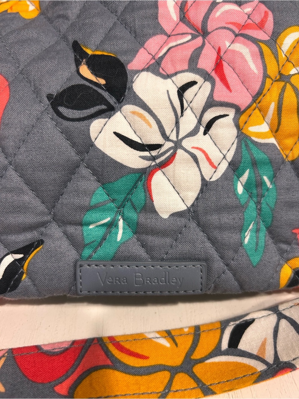 Vera Bradley Gray Quilted Floral Weekender